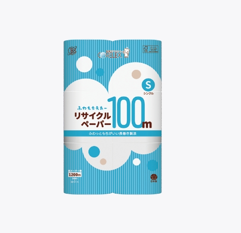ふわもちリサイクルペーパー12R長巻タイプ 100m｜107㎜｜12R｜シングル