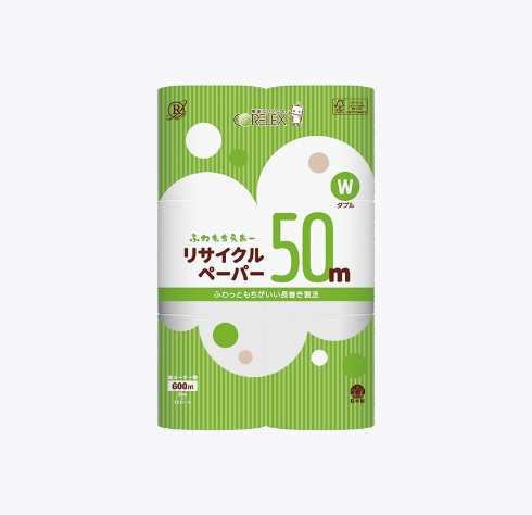 ふわもちリサイクルペーパー12R長巻タイプ 50m｜107㎜｜12R｜ダブル