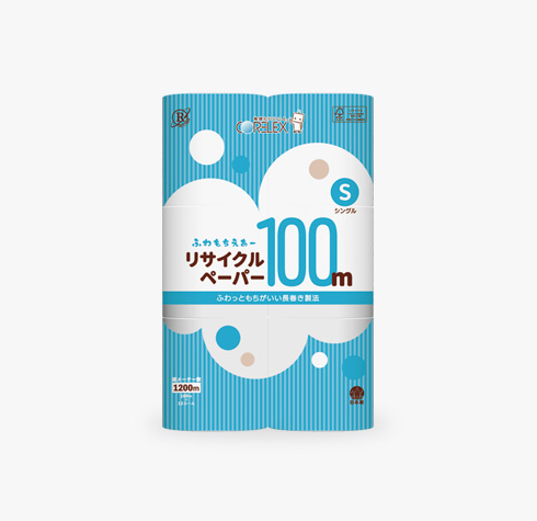 ふわもちえあーリサイクルペーパー長巻タイプ 100m｜107㎜｜12R｜シングル